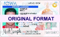 Iowa DRIVER LICENSE ORIGINAL FORMAT, DESIGN SPECIFICATIONS, NOVELTY SECURITY CARD PROFILES, IDENTITY, NEW SOFTWARE ID SOFTWARE Iowa driver